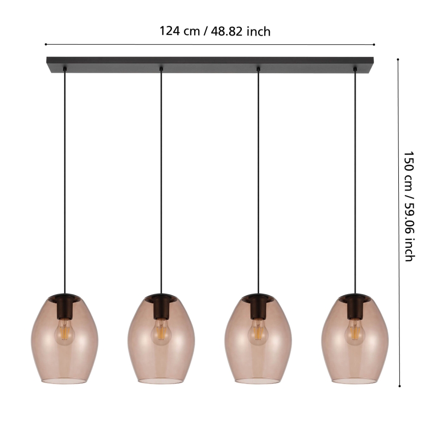 Eglo - Suspension filaire 4xE27/40W/230V marron