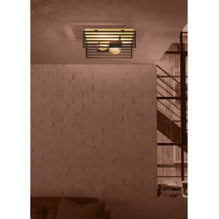 Eglo - Plafondlamp 2xE27/40W/230V zwart/bruin
