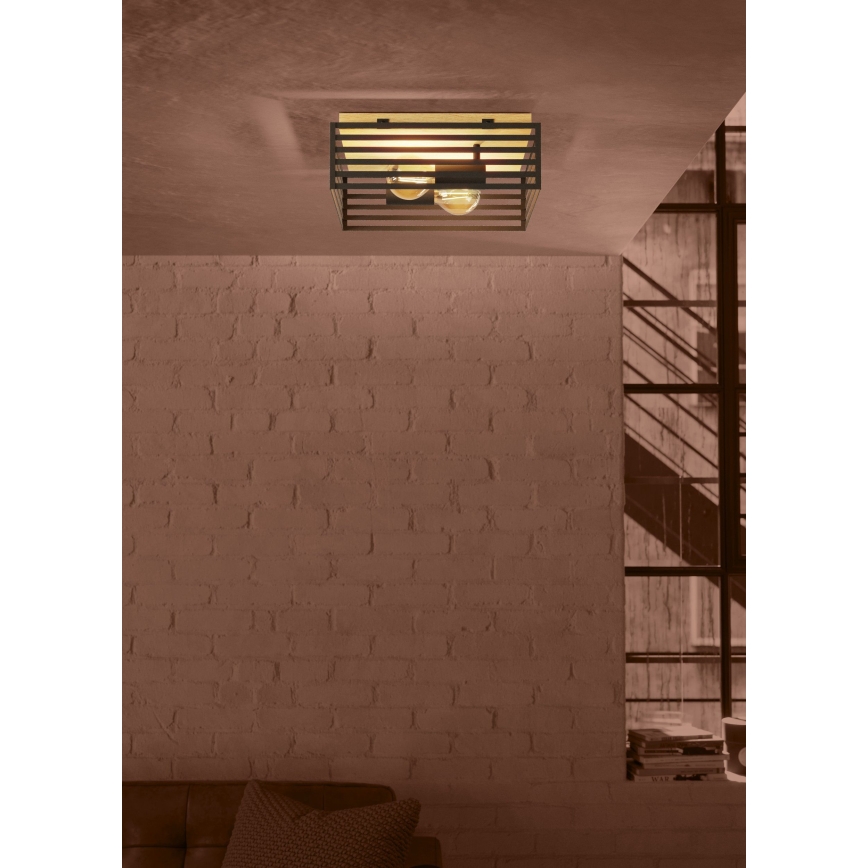 Eglo - Plafondlamp 2xE27/40W/230V zwart/bruin