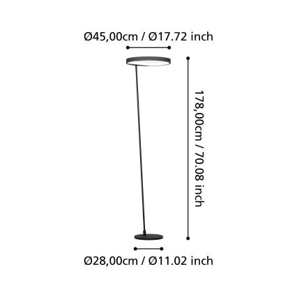 Eglo - Dimbare LED Staande lamp LED/23W/230V 3000K zwart