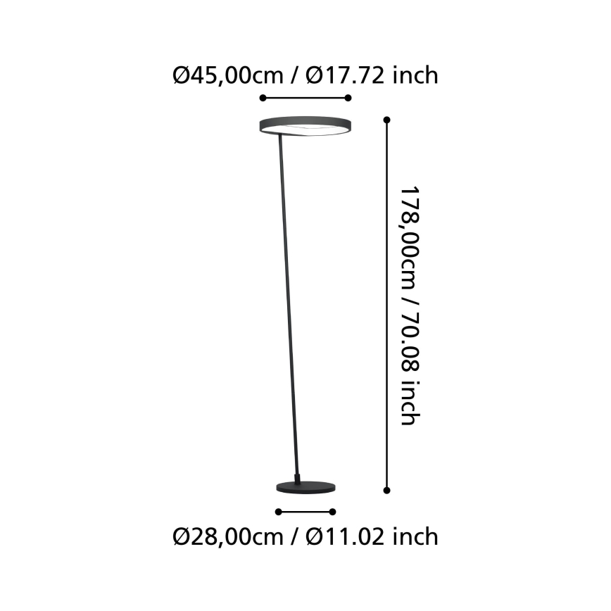 Eglo - Dimbare LED Staande lamp LED/23W/230V 3000K zwart