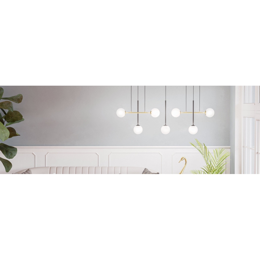 Eglo - Suspension filaire 7xE14/40W/230V doré/noir