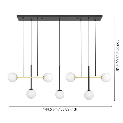 Eglo - Suspension filaire 7xE14/40W/230V doré/noir