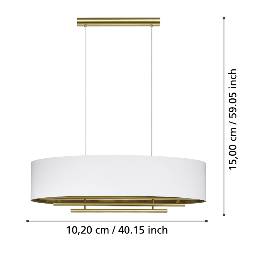 Eglo - Suspension filaire 4xE27/40W/230V blanc/doré