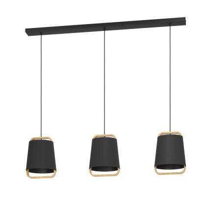 Eglo - Suspension filaire 3xE27/40W/230V noir