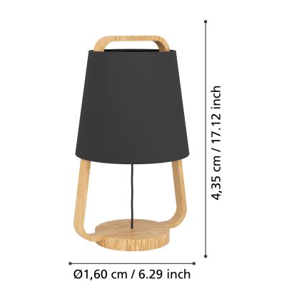 Eglo - Tafellamp 1xE27/40W/230V zwart