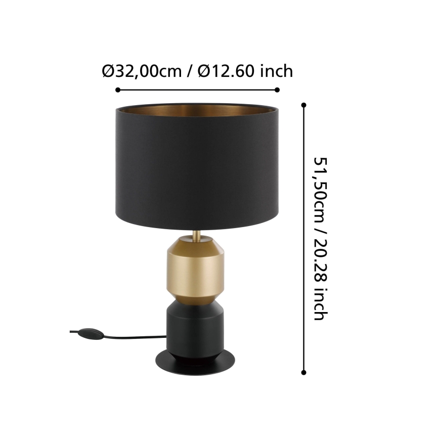 Eglo - Tafellamp 1xE27/40W/230V zwart/goud