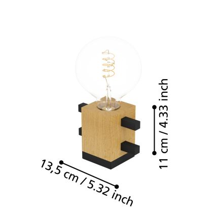 Eglo - Tafellamp 1xE27/40W/230V zwart/bruin
