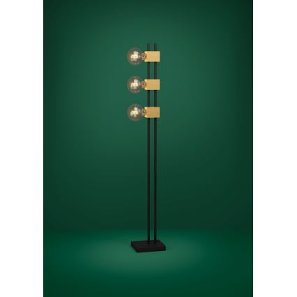Eglo - Staande Lamp 3xE27/40W/230V zwart/bruin