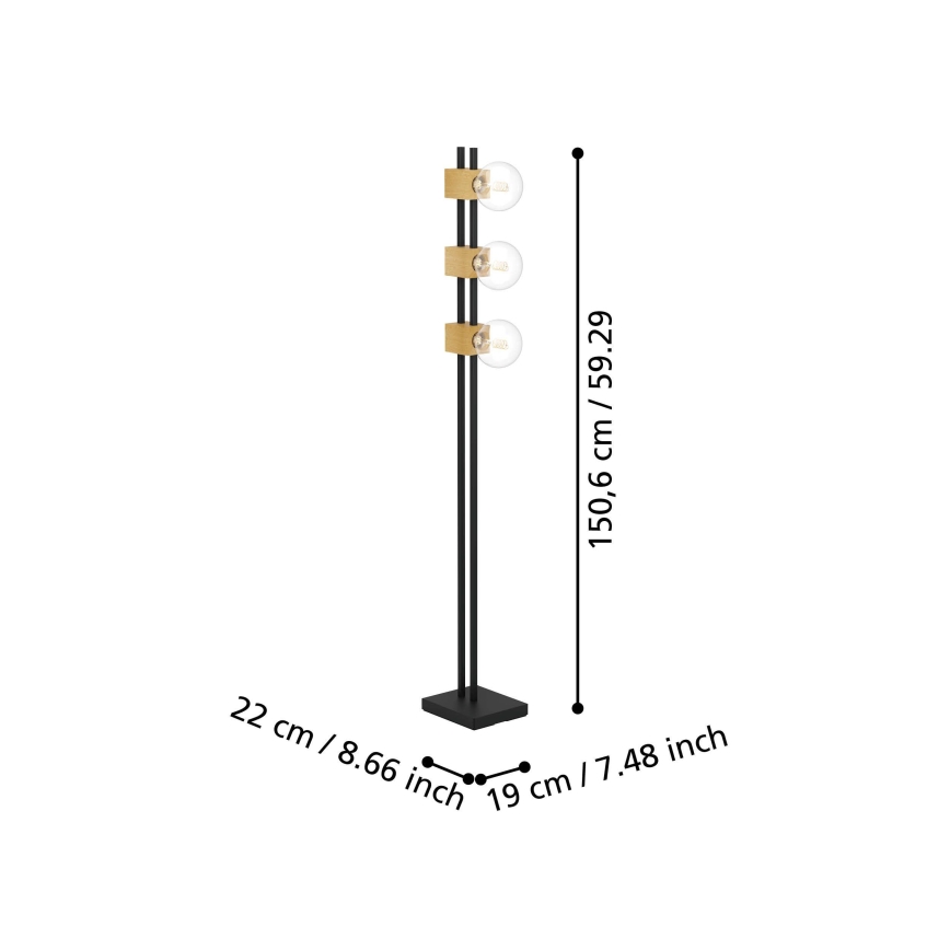 Eglo - Staande Lamp 3xE27/40W/230V zwart/bruin