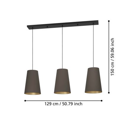 Eglo - Suspension filaire 3xE27/40W/230V marron