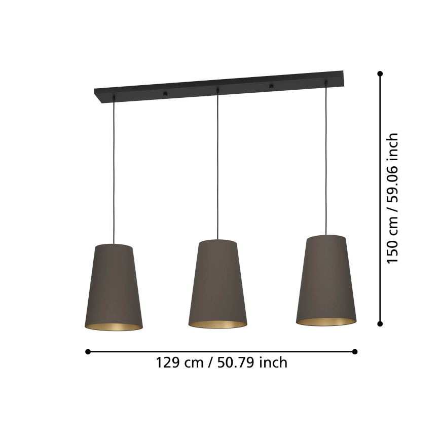 Eglo - Suspension filaire 3xE27/40W/230V marron