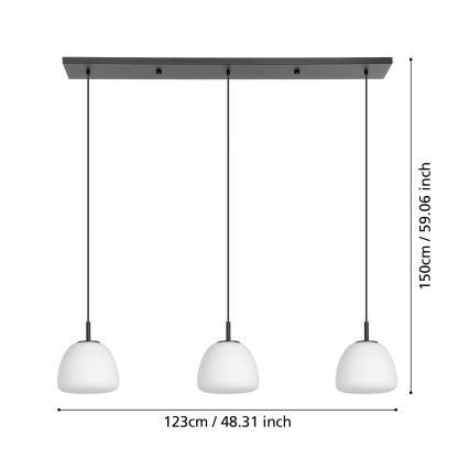 Eglo - Hanglamp aan een koord 3xE27/40W/230V zwart