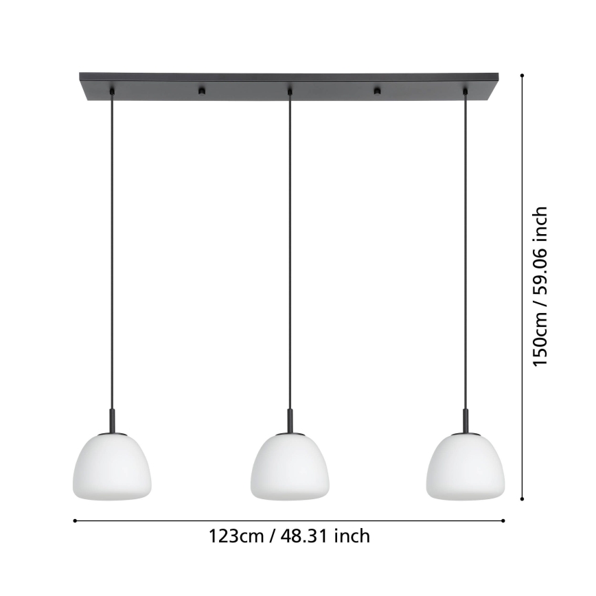 Eglo - Hanglamp aan een koord 3xE27/40W/230V zwart