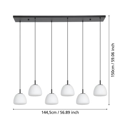 Eglo - Suspension filaire 6xE27/40W/230V noir
