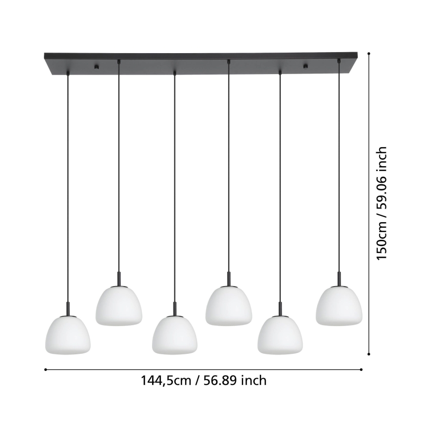 Eglo - Suspension filaire 6xE27/40W/230V noir