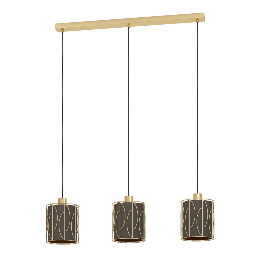 Eglo - Suspension filaire 3xE27/40W/230V doré/marron