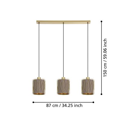 Eglo - Suspension filaire 3xE27/40W/230V doré/marron
