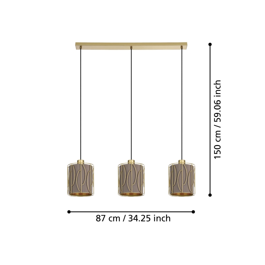 Eglo - Suspension filaire 3xE27/40W/230V doré/marron