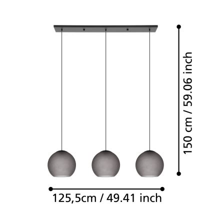 Eglo - Hanglamp aan een koord 3xE27/40W/230V gerookt