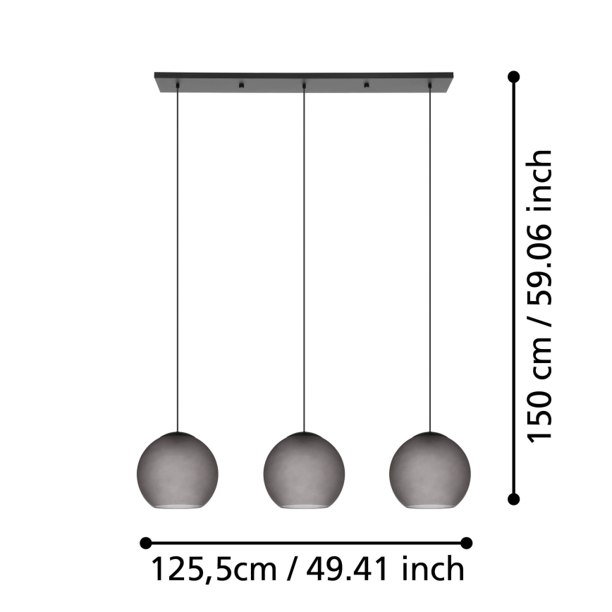 Eglo - Suspension filaire 3xE27/40W/230V fumé