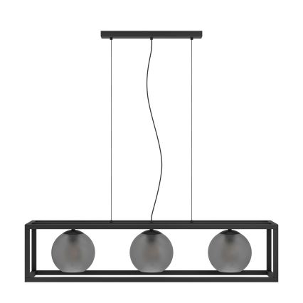 Eglo - Suspension filaire 3xE27/40W/230V fumé/noir