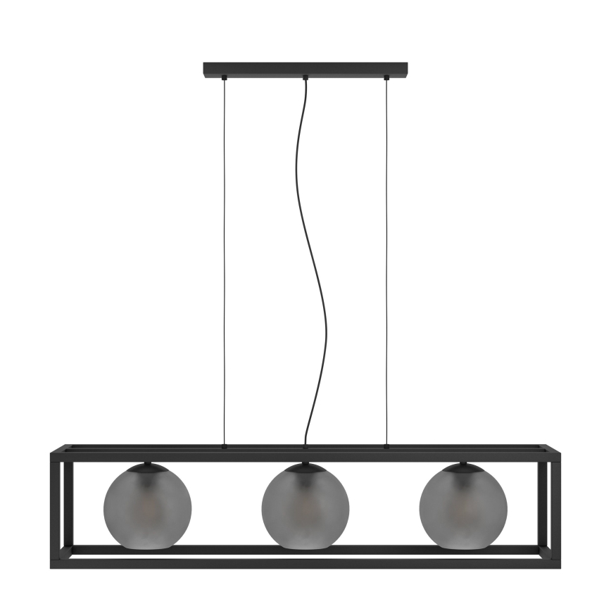 Eglo - Suspension filaire 3xE27/40W/230V fumé/noir
