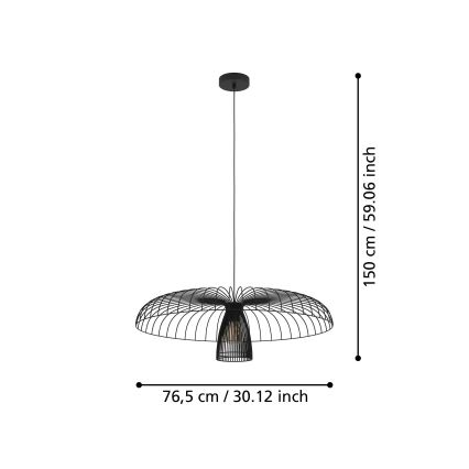 Eglo - Hanglamp aan een koord 1xE27/60W/230V diameter 77 cm zwart