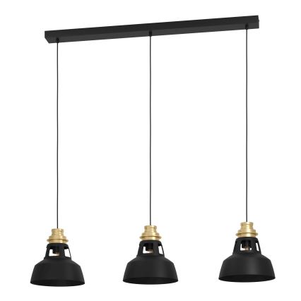 Eglo - Suspension filaire 3xE27/40W/230V noir/doré