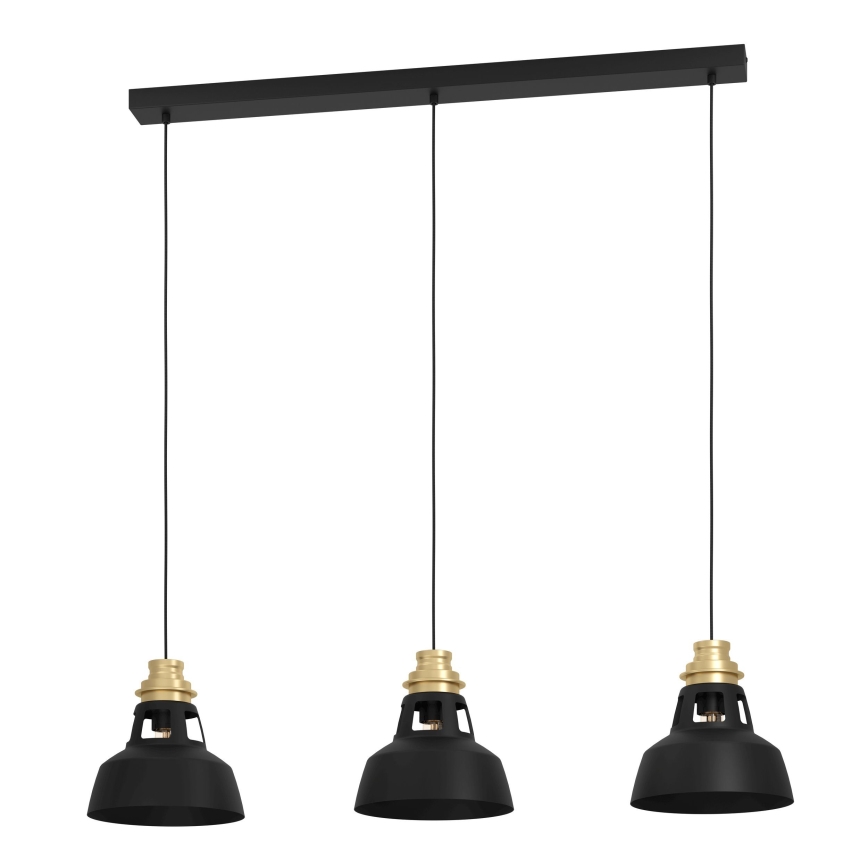 Eglo - Suspension filaire 3xE27/40W/230V noir/doré