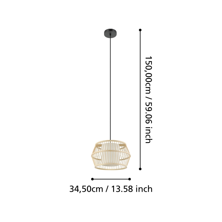 Eglo - Hanglamp aan een koord 1xE27/40W/230V bamboe