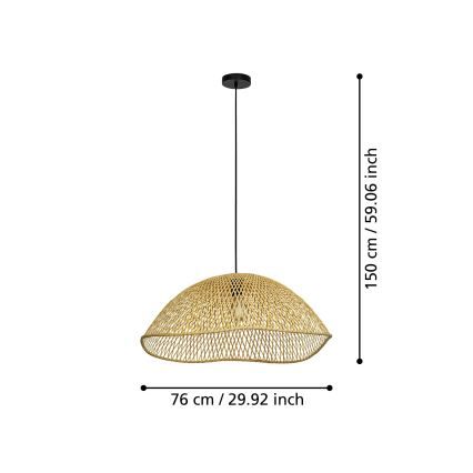 Eglo - Suspension filaire 1xE27/40W/230V d. 72 cm bambou