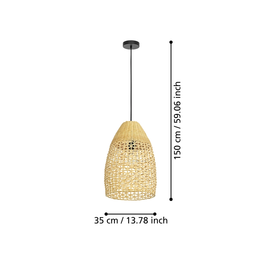 Eglo - Hanglamp aan een koord 1xE27/40W/230V diameter 35 cm bamboe