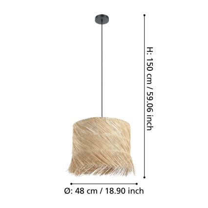 Eglo - Suspension filaire 1xE27/40W/230V rotin