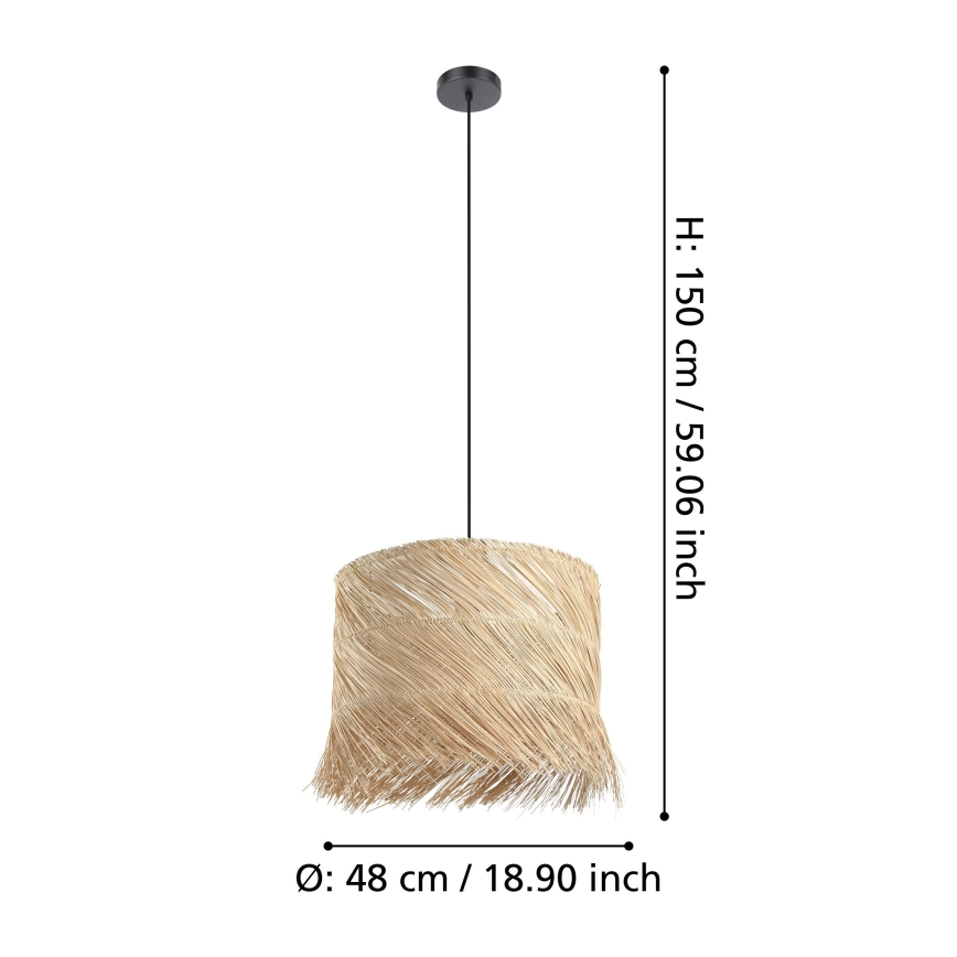 Eglo - Suspension filaire 1xE27/40W/230V rotin