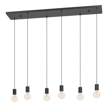 Eglo - Hanglamp aan een koord 6xE27/40W/230V zwart