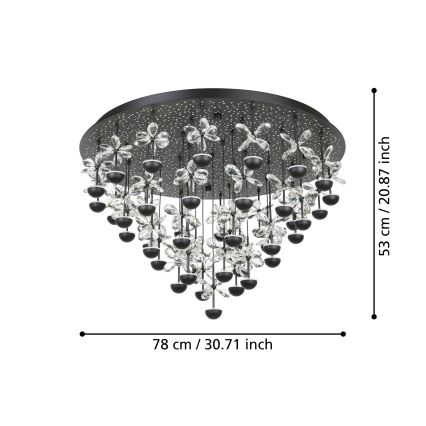 Eglo - LED dimbare plafondlamp 43xLED/1,8W/230V 3000K zwart