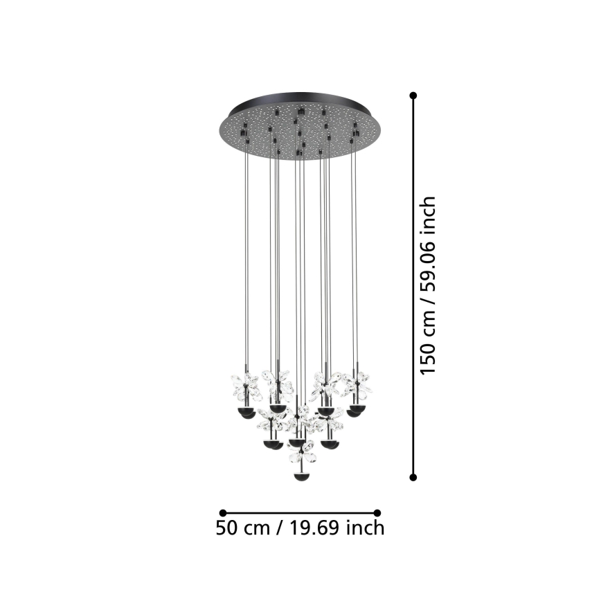 Eglo - Suspension filaire à intensité variable LED/27W/230V 3000K noir