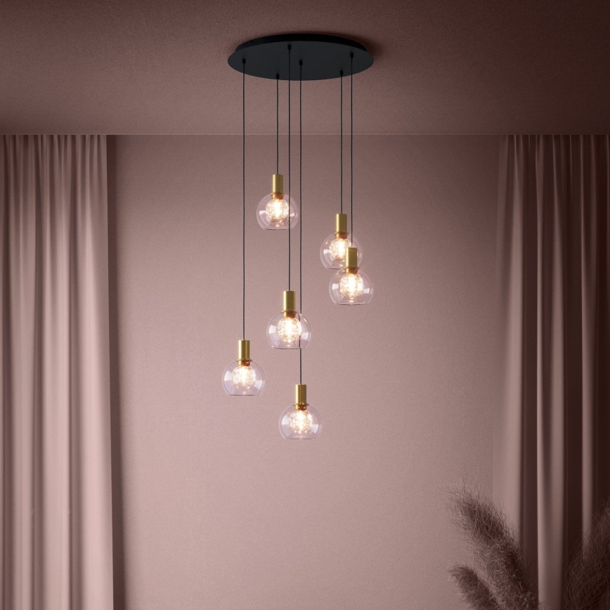 Eglo 390279 - Suspension filaire à intensité variable 6xLED/5,4W/230V 3000K d. 54 cm doré
