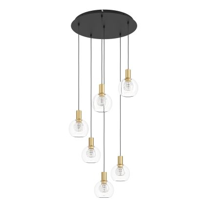 Eglo 390279 - Suspension filaire à intensité variable 6xLED/5,4W/230V 3000K d. 54 cm doré