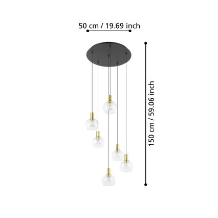 Eglo 390279 - Suspension filaire à intensité variable 6xLED/5,4W/230V 3000K d. 54 cm doré