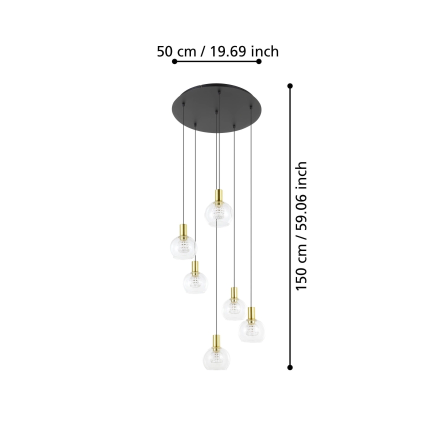 Eglo 390279 - Suspension filaire à intensité variable 6xLED/5,4W/230V 3000K d. 54 cm doré