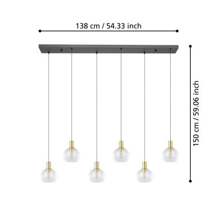 Eglo - Dimbare LED hanglamp aan een koord 6xLED/5,4W/230V 3000K goud