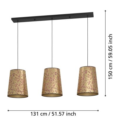 Eglo - Suspension filaire 3xE27/25W/230V doré/rose
