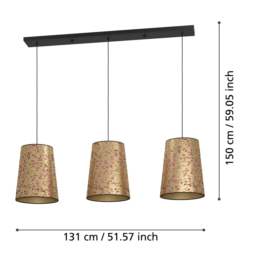 Eglo - Suspension filaire 3xE27/25W/230V doré/rose