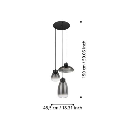 Eglo - Suspension filaire à intensité variable 3xLED/5,4W/230V 2700K fumé