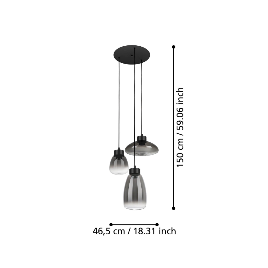 Eglo - Suspension filaire à intensité variable 3xLED/5,4W/230V 2700K fumé