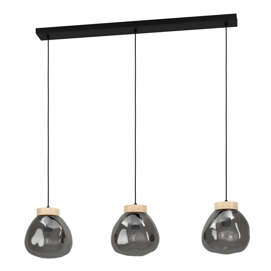 Eglo - Hanglamp aan een koord 3xE27/40W/230V gerookt