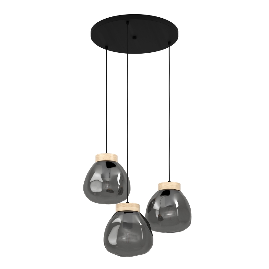 Eglo - Suspension filaire 3xE27/40W/230V fumé