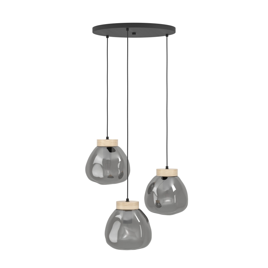 Eglo - Suspension filaire 3xE27/40W/230V fumé
